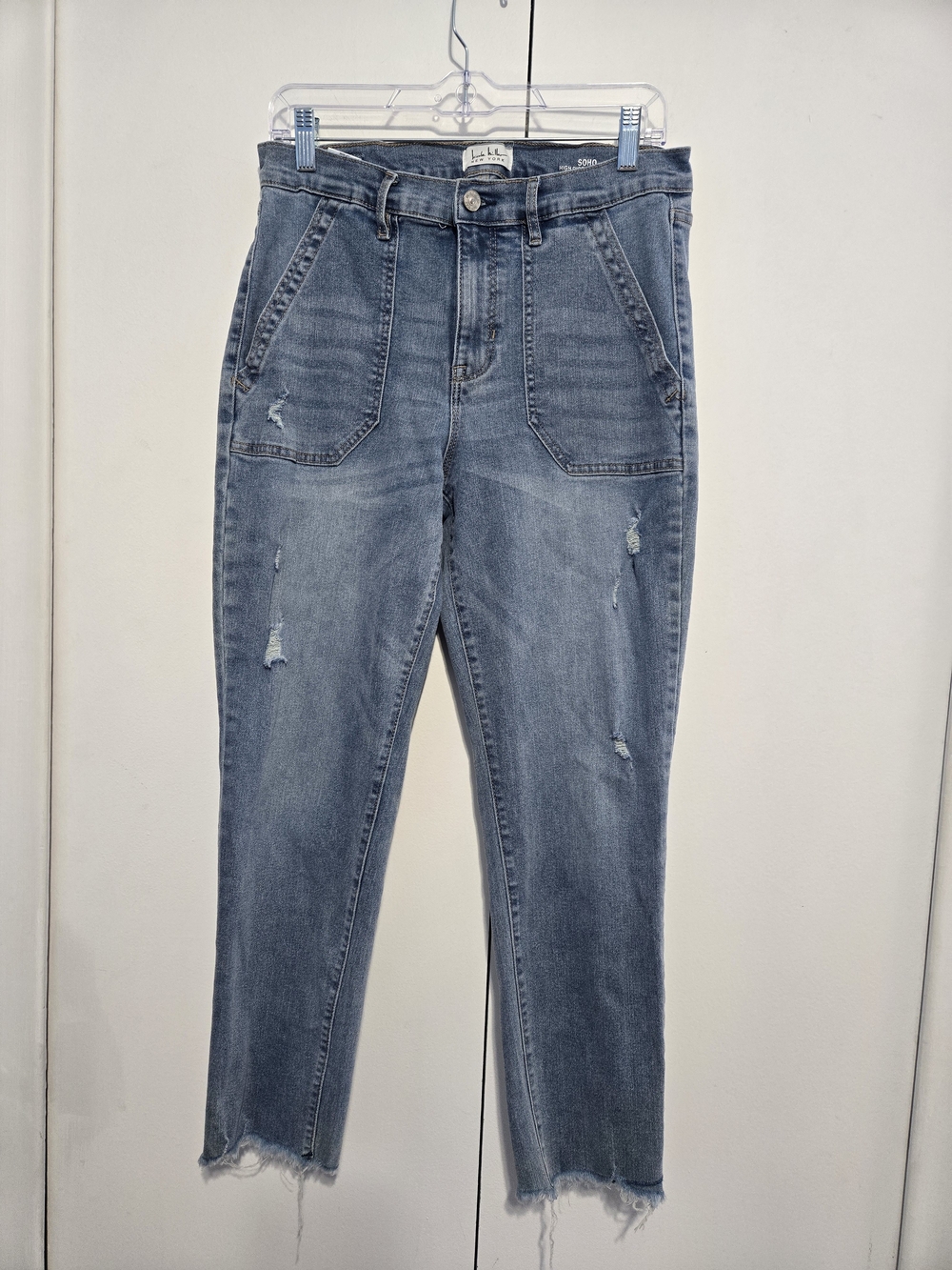 Nicole Miller Soho High Rise Ankle Slim Jeans Distressed Raw Hem 10
